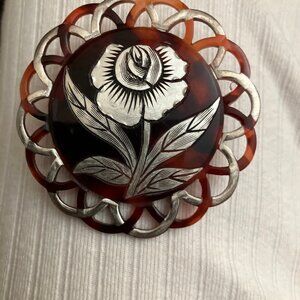 lea stein paris rare early painted flower pin brooch
